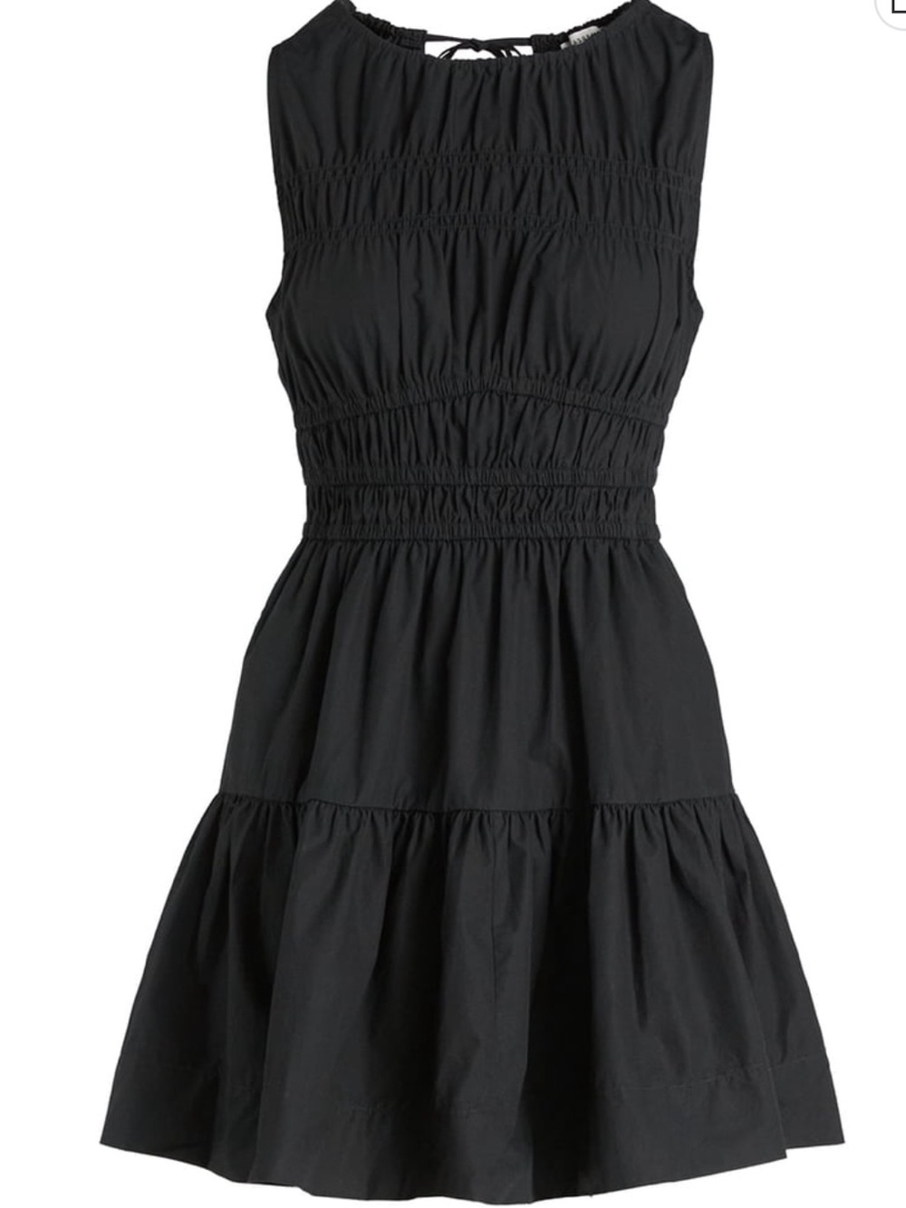 Free Assembly Black Smocked Cotton Mini Dress with Pockets NWOT Size S 4-6 - Picture 7 of 11